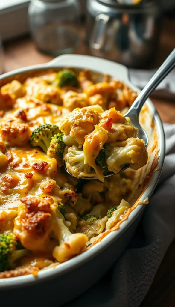 Cheesy Broccoli and Cauliflower Bake