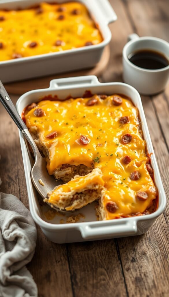 Cheesy Ground Sausage Breakfast Casserole
