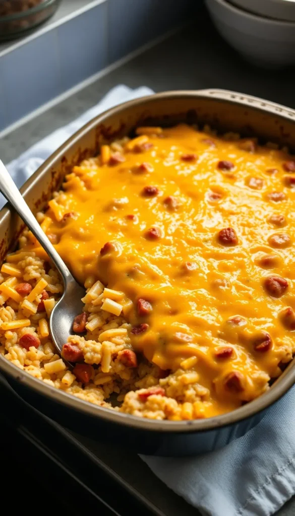 Cheesy Kielbasa and Rice Casserole