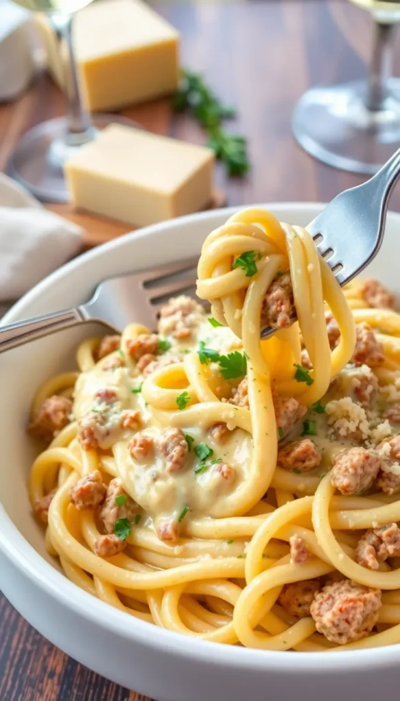 Creamy Ground Sausage Pasta
