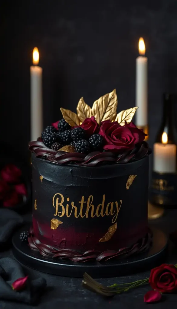 Dark & Moody Birthday Cake Aesthetic