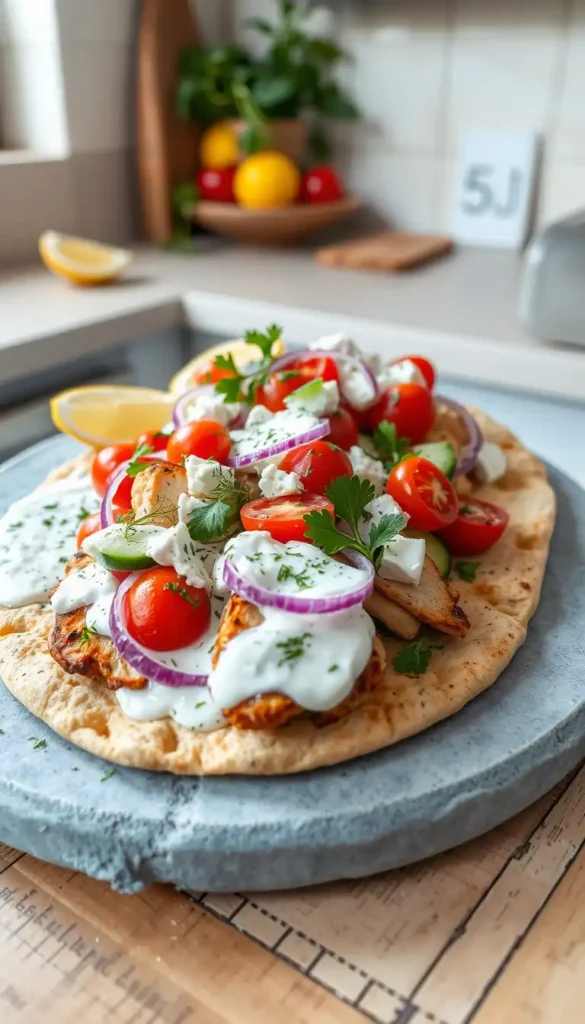 Greek Chicken Flatbread