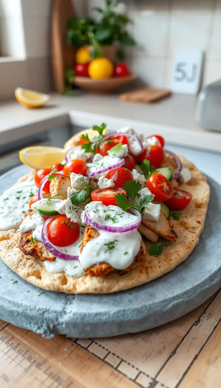 Greek Chicken Flatbread