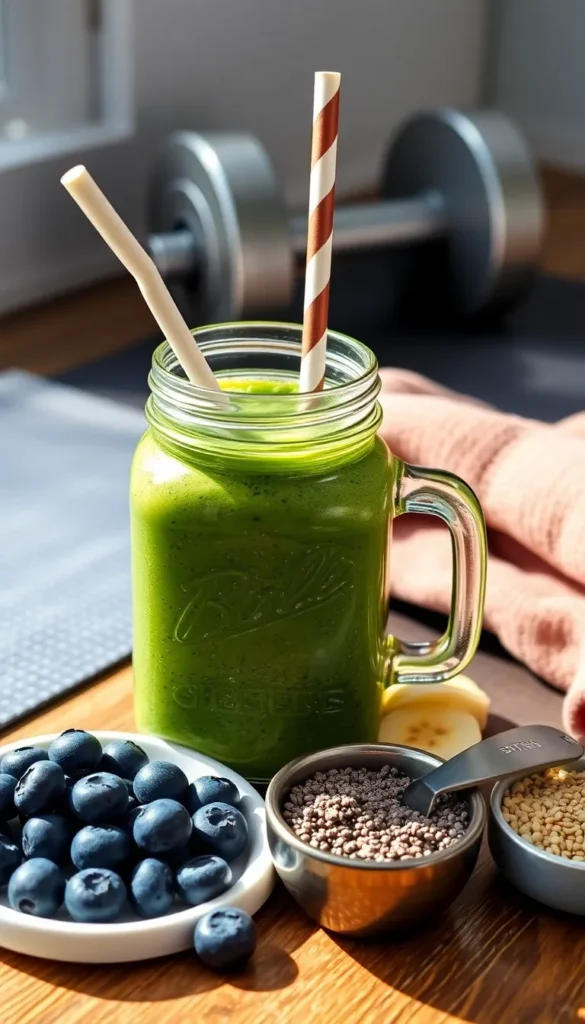Green Protein Smoothie with Chia and Spinach