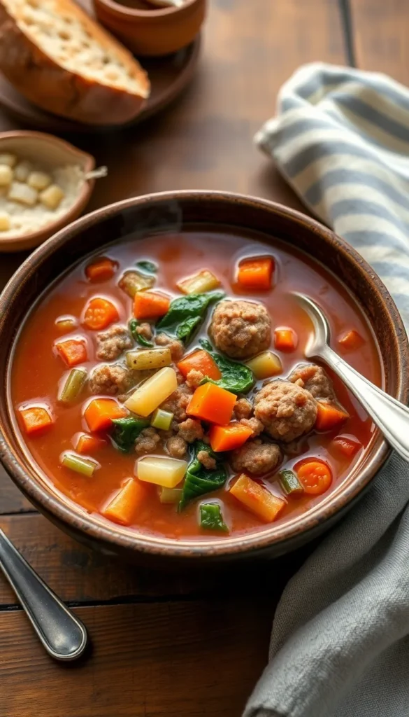 Ground Sausage Soup with Vegetables