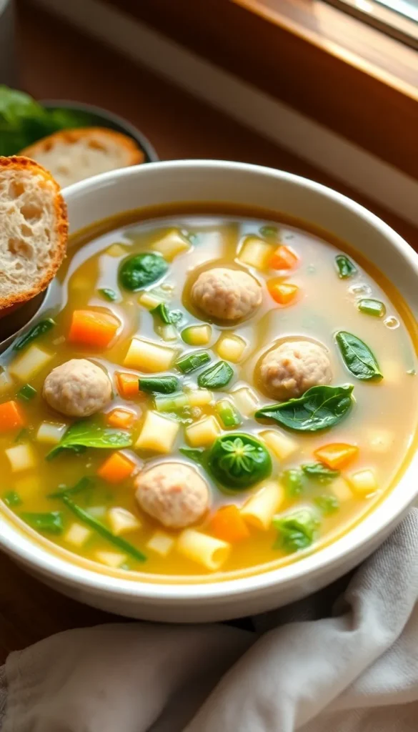 Italian Wedding Soup with Frozen Meatballs