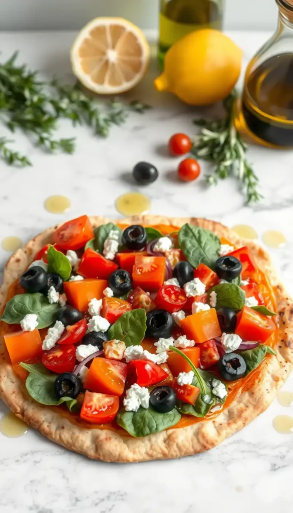 Mediterranean Veggie Flatbread Pizza