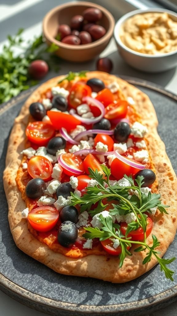 Mediterranean Veggie Naan Pizza
