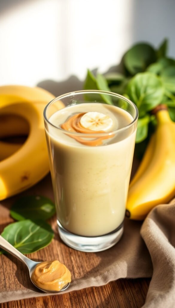 Peanut Butter Banana Spinach Smoothie (High-Protein Option)