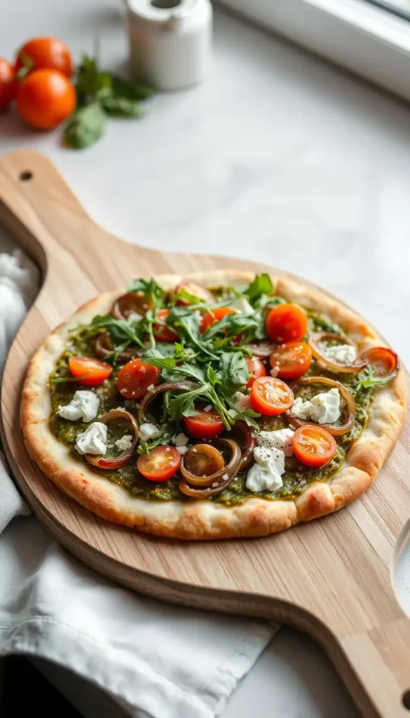 Pesto and Goat Cheese Pizza