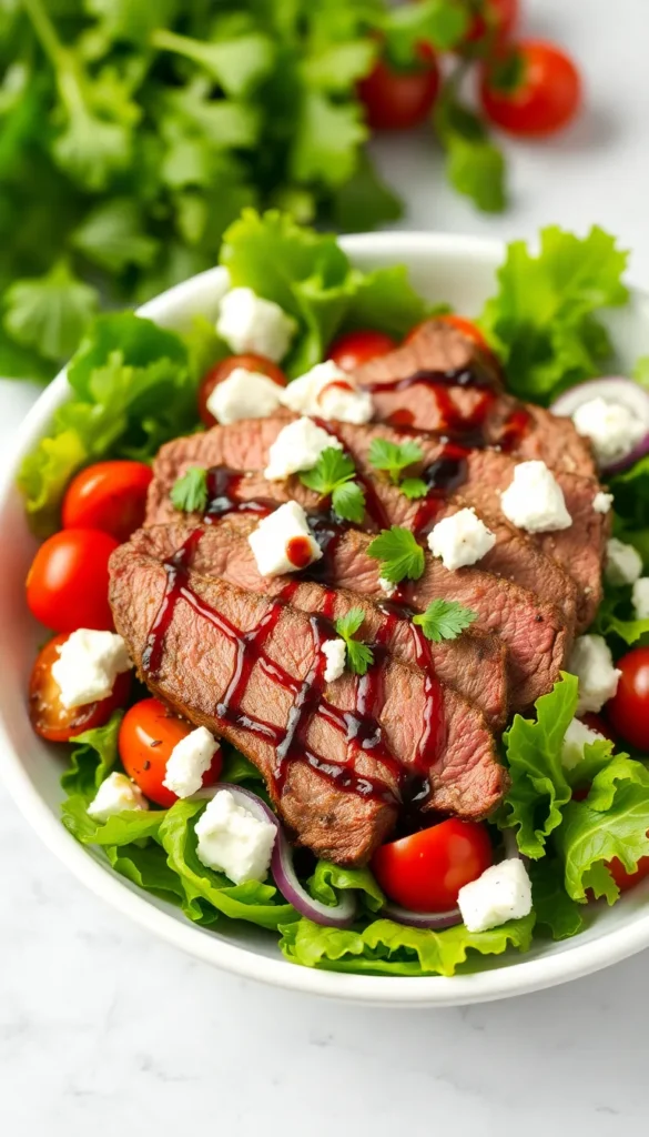 Ribeye Steak Salad with Balsamic Glaze