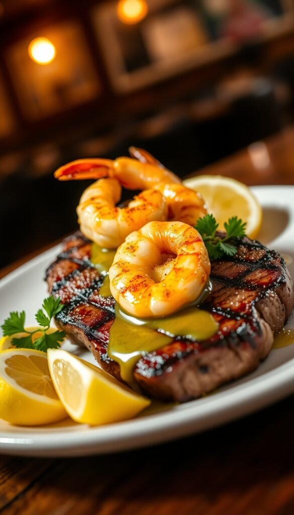 Ribeye Steak with Garlic Butter Shrimp
