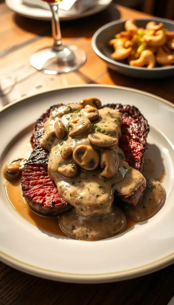 Ribeye Steak with Mushroom Cream Sauce