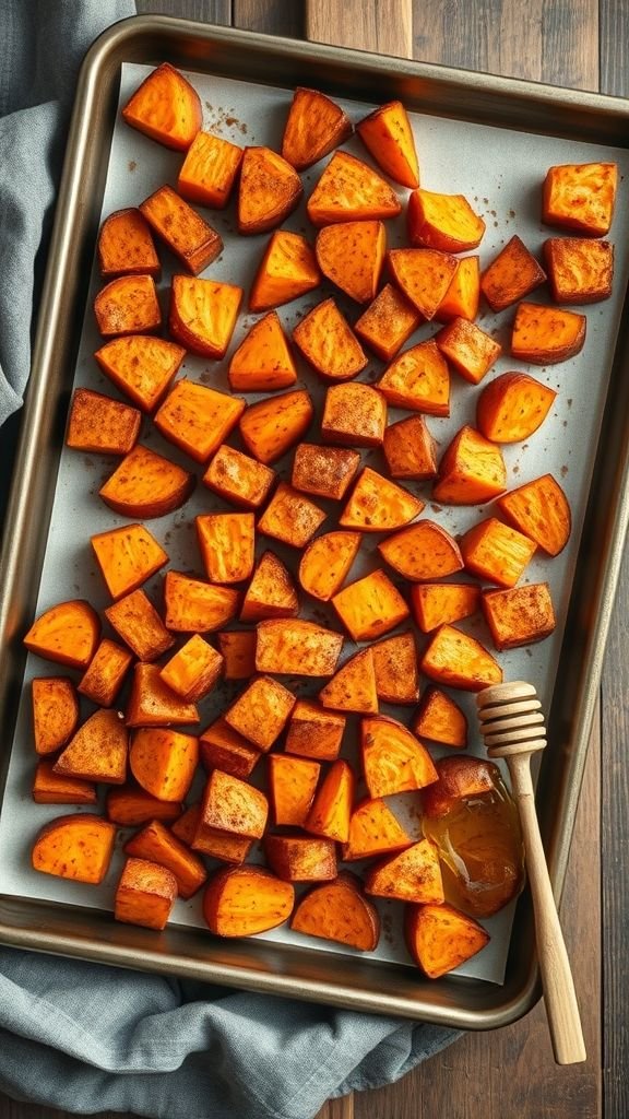 Roasted Sweet Potatoes with Cinnamon and Honey