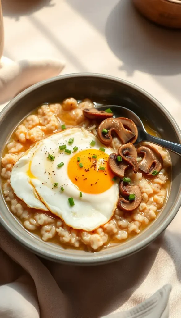 Savory Oatmeal with Eggs and Cheese