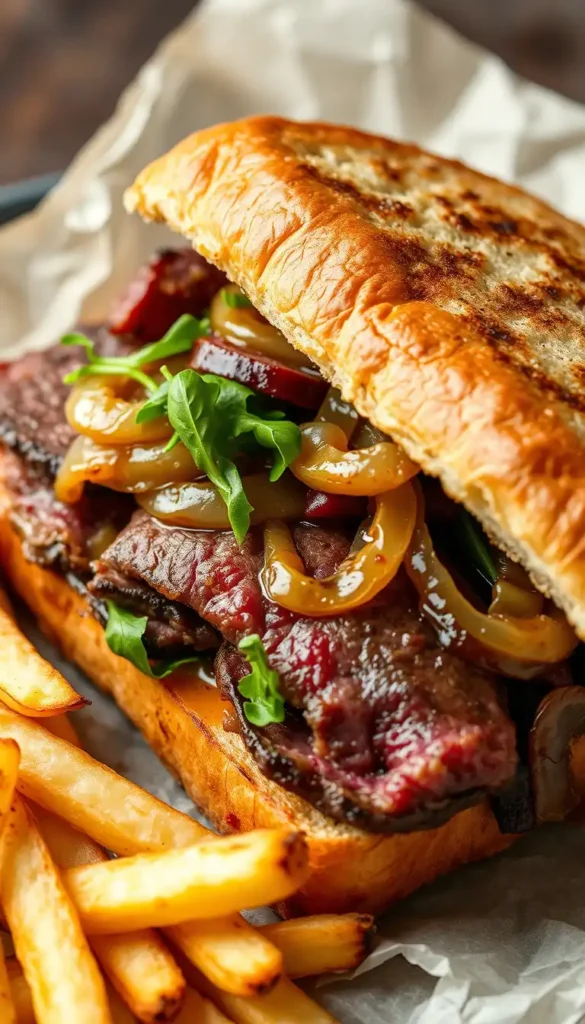 Skirt Steak Sandwich with Caramelized Onions