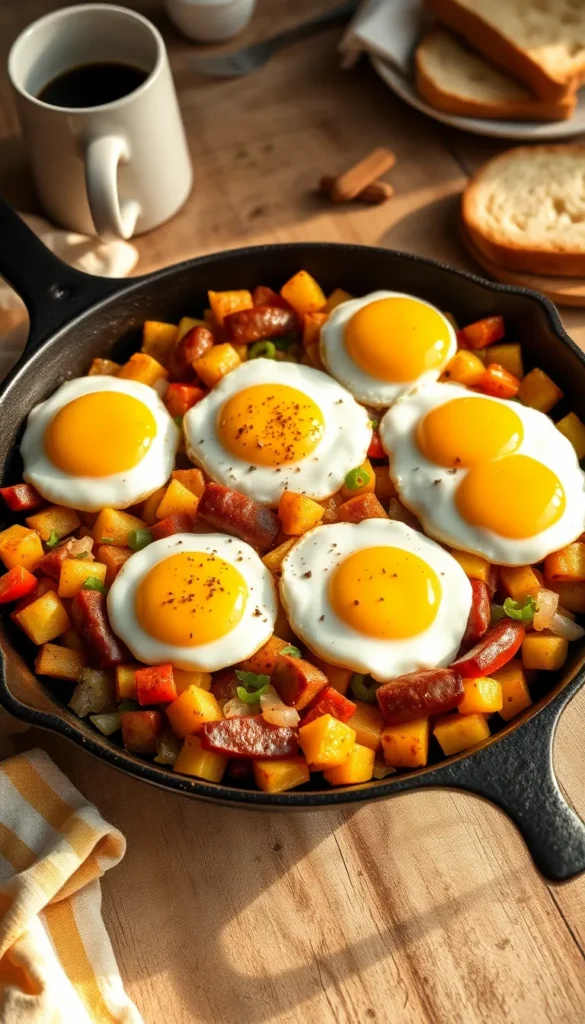 Smoked Sausage and Eggs Breakfast Hash