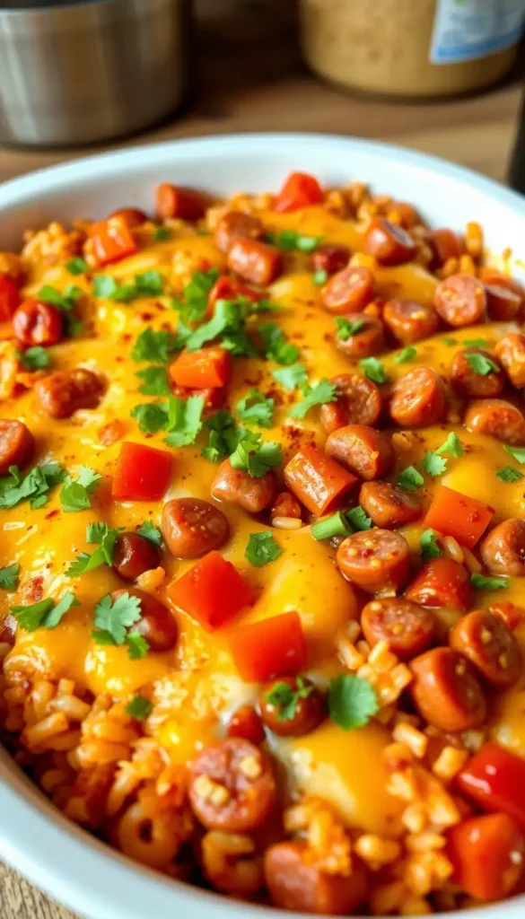 Spicy Kielbasa and Rice Bake