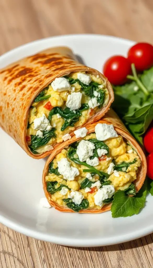 Spinach and Feta Breakfast Wrap