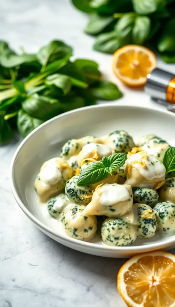 Spinach and Ricotta Gnocchi with Lemon Cream Sauce