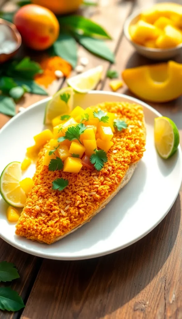Step-by-Step Instructions for Crispy Coconut-Curry Fish with Mango Salsa