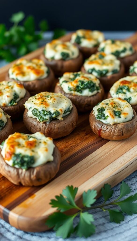 Vegan Cream Cheese Stuffed Mushrooms