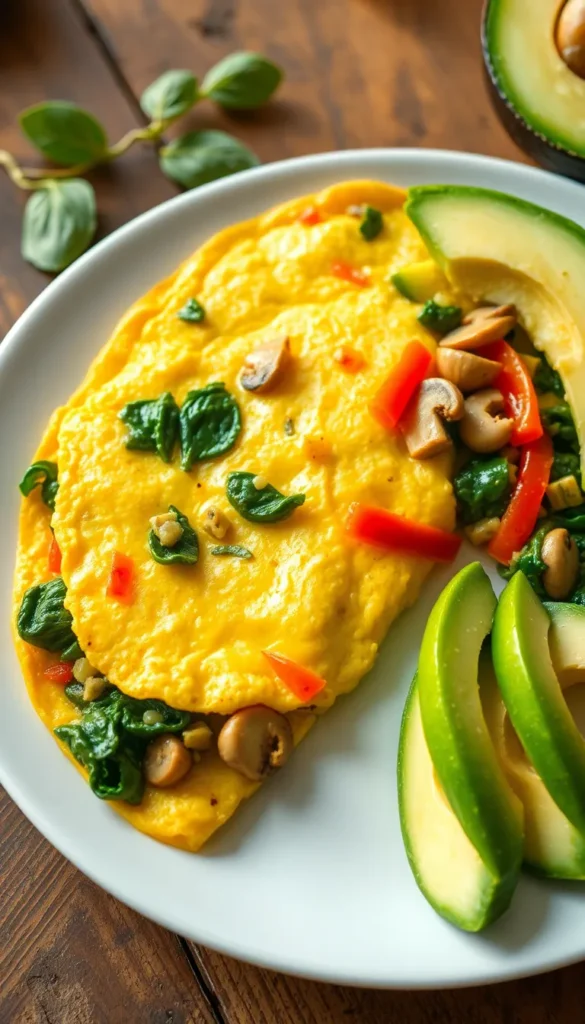 Veggie Omelet with Spinach and Mushrooms
