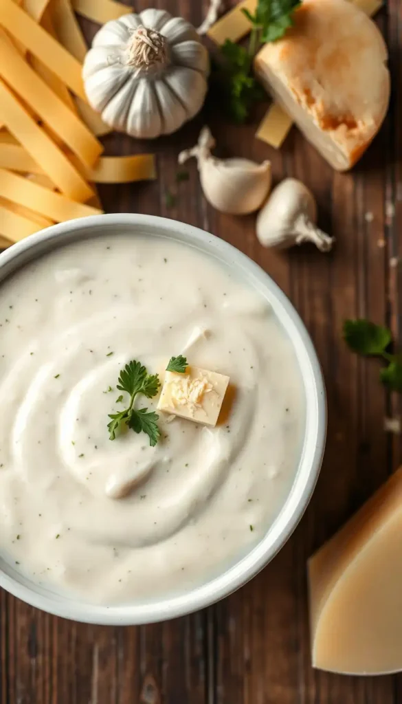 Ingredients for Homemade Alfredo Sauce Recipe