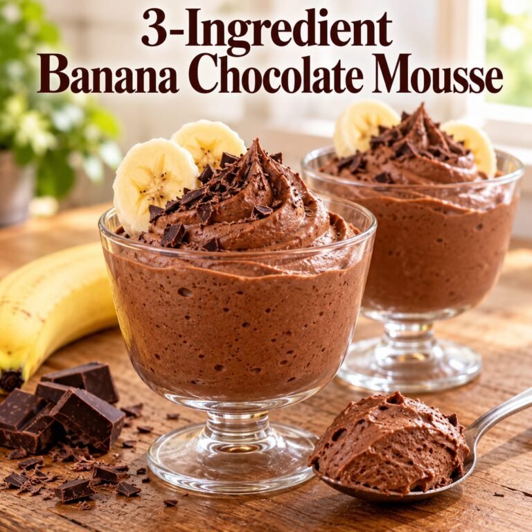 Banana Chocolate Mousse with ripe bananas, cocoa powder, Greek yogurt, and a smooth creamy chocolate texture