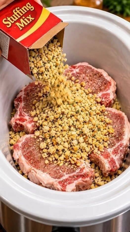 Slow Cooker Pork Chops with Stuffing