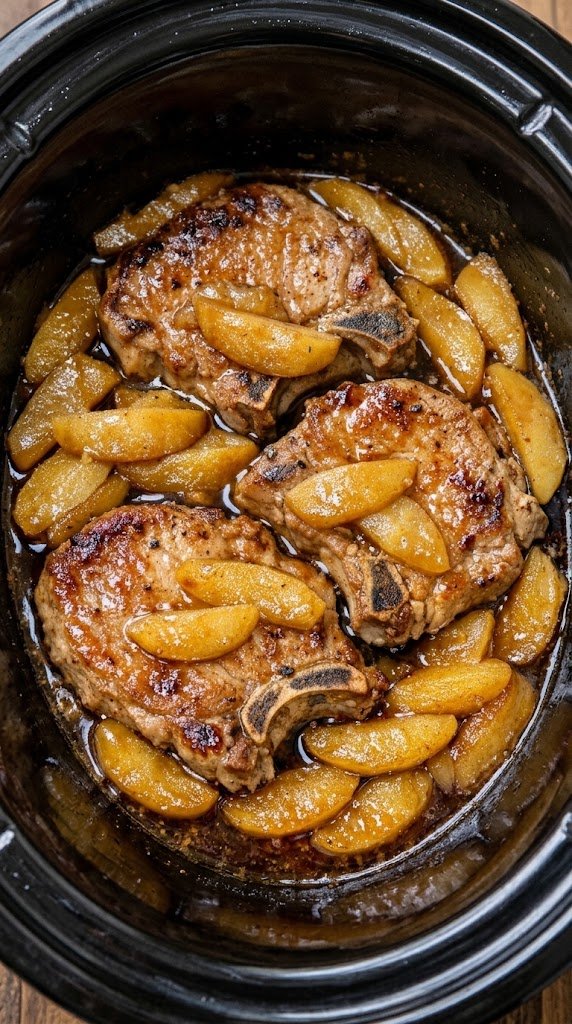 Slow Cooker Pork Chops with Spiced Apple