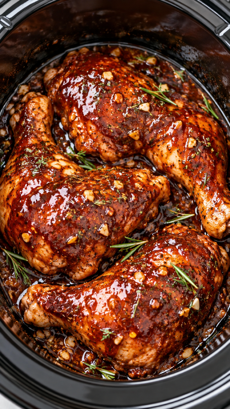 Slow Cooker BBQ Chicken Thighs