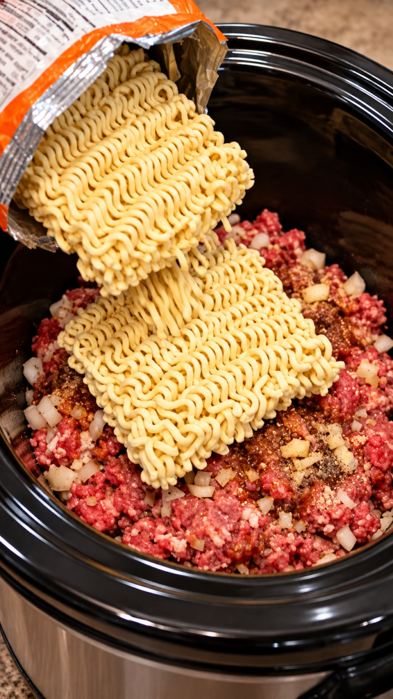 Slow Cooker Ground Beef Ramen