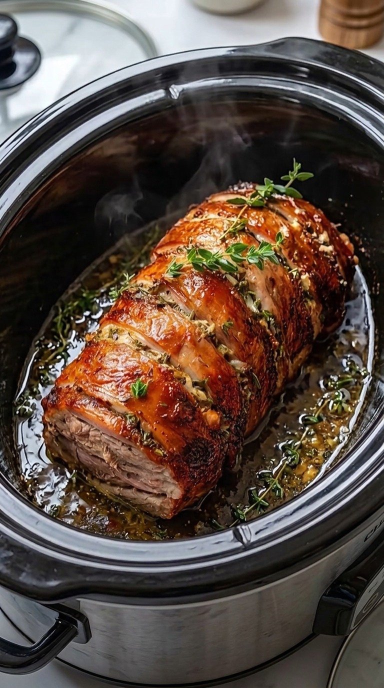 Slow Cooker Garlic Herb Pork Roast
