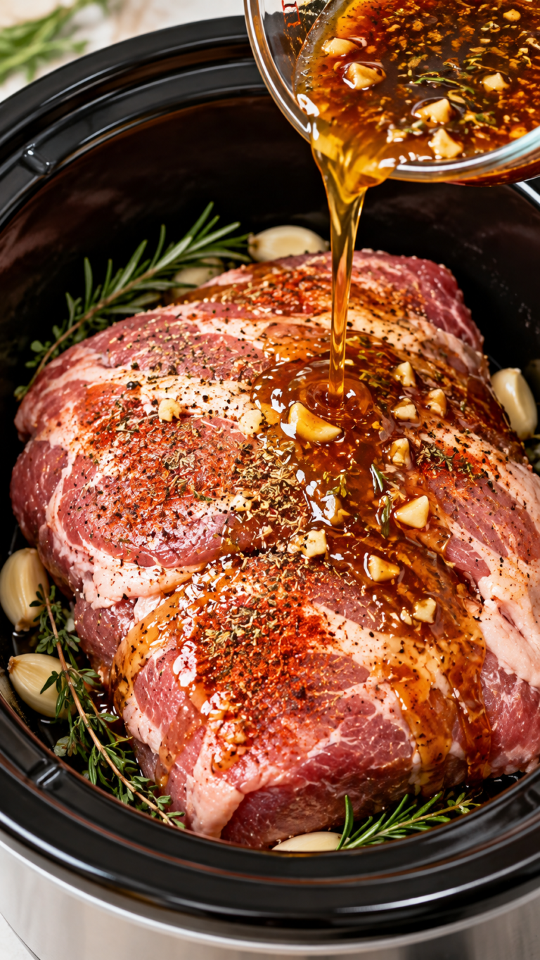 Slow Cooker Garlic Herb Pork Roast