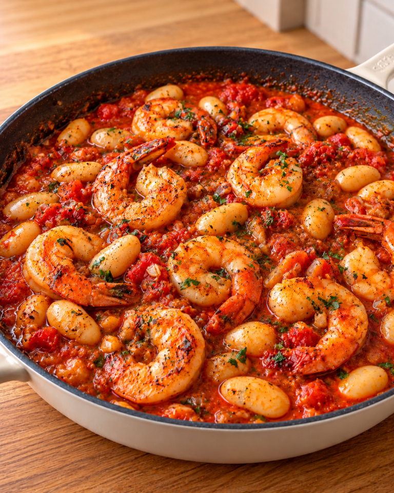 Spanish Garlic Shrimp with Smoky Tomato & Butter Beans 