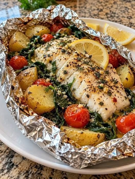 Lemon-Dill Baked Fish Foil Packets