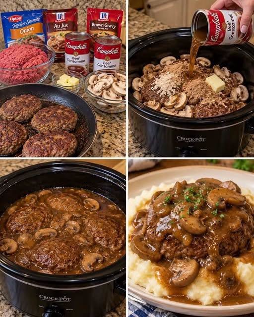 Slow-Cooker Salisbury Steak with Mushroom Gravy
