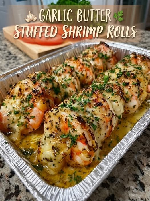 Garlic Butter Stuffed Shrimp Rolls