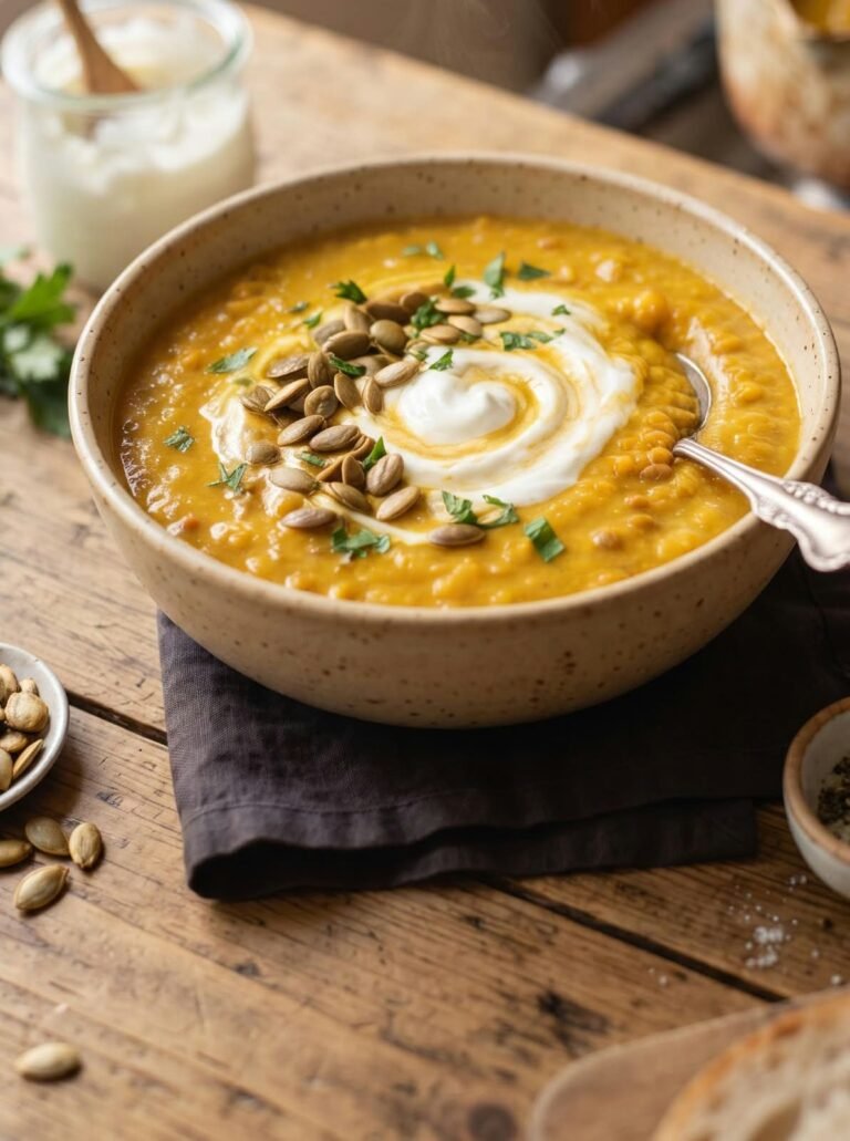 Pumpkin Lentil Coconut Soup – Creamy, Healthy & Comforting