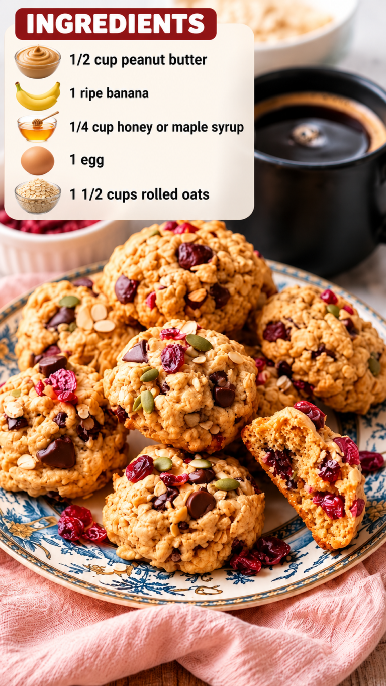 Soft Peanut Butter Banana Oatmeal Cookies