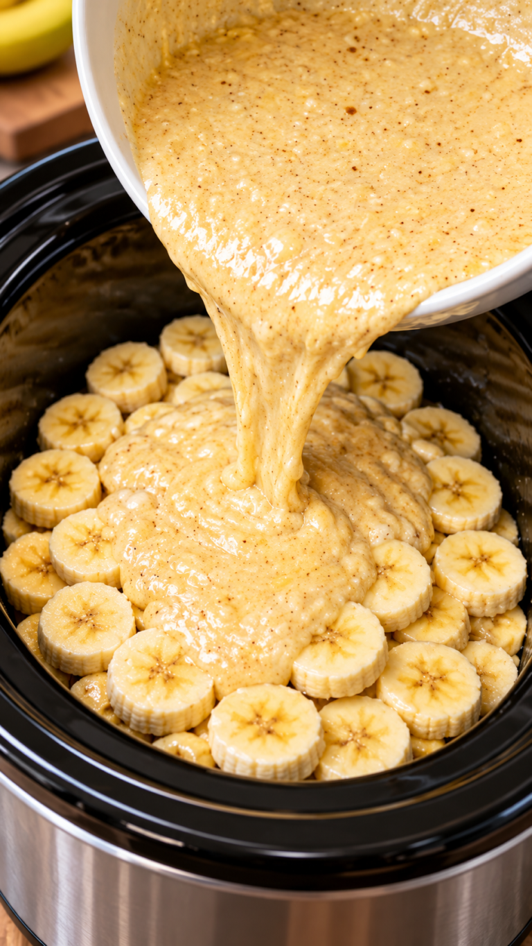 Slow Cooker Banana Bread Pudding