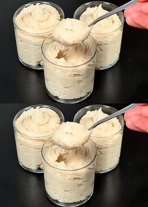 Banana Mousse with ripe bananas, cream cheese, vanilla pudding, whipped cream, and a smooth creamy texture