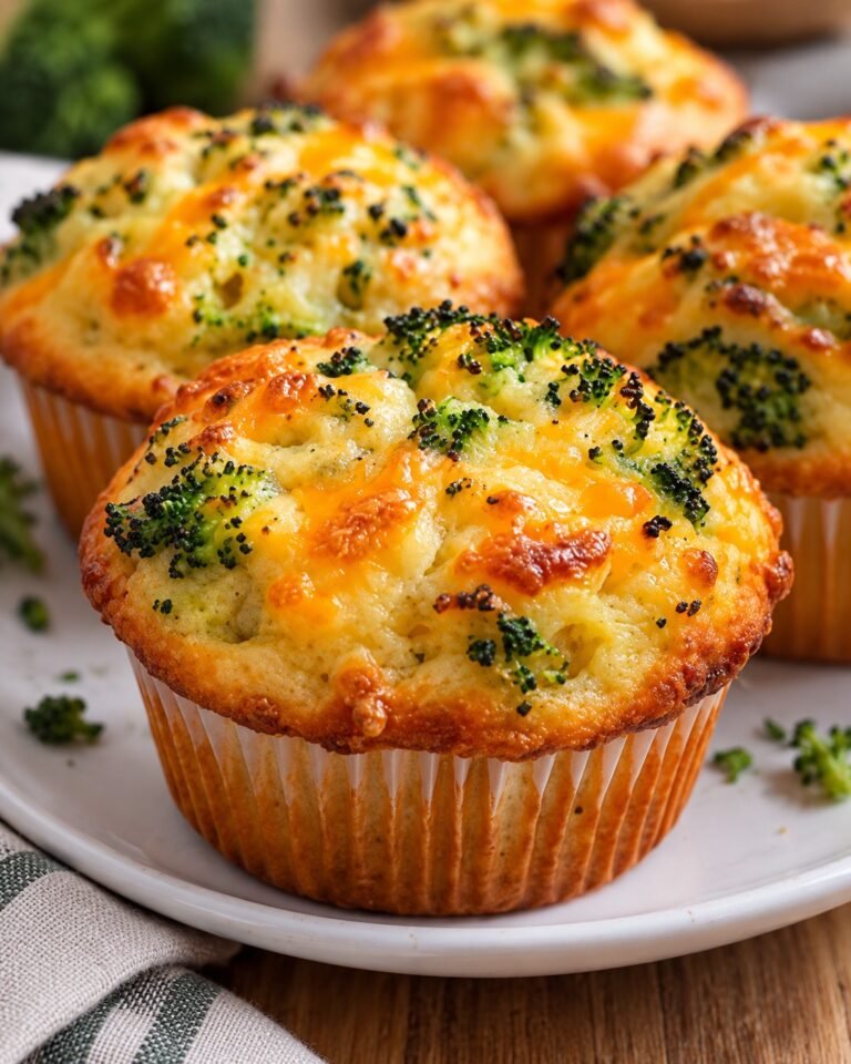 Broccoli Cheddar Muffins with tender broccoli, cheddar cheese, Parmesan, herbs, and a soft golden savory crumb