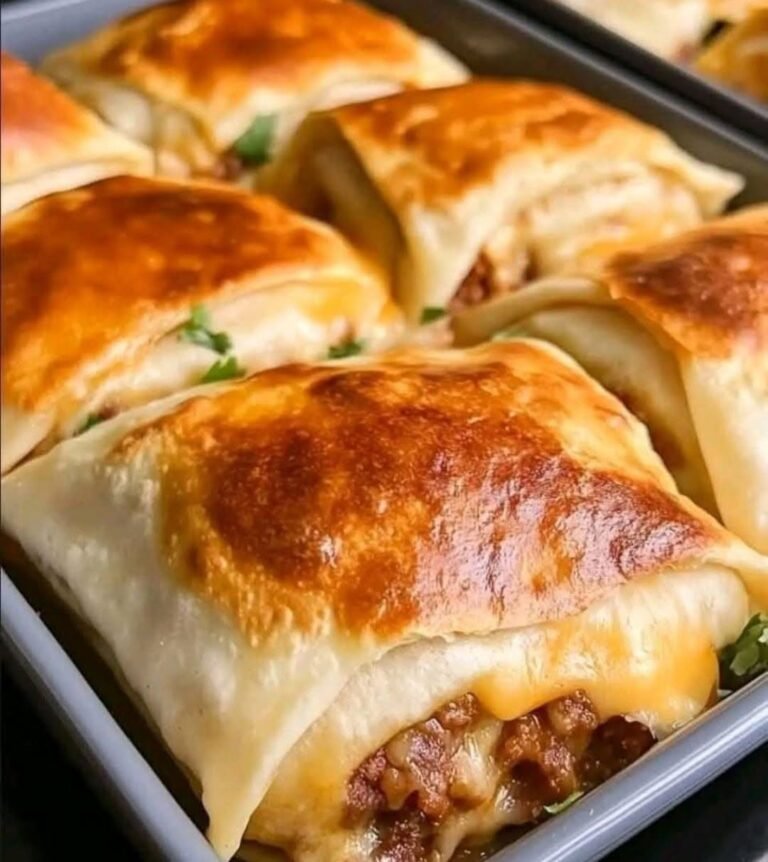 Beef Tortilla Wraps filled with seasoned ground beef, melted cheese, onions, peppers, and golden baked tortillas