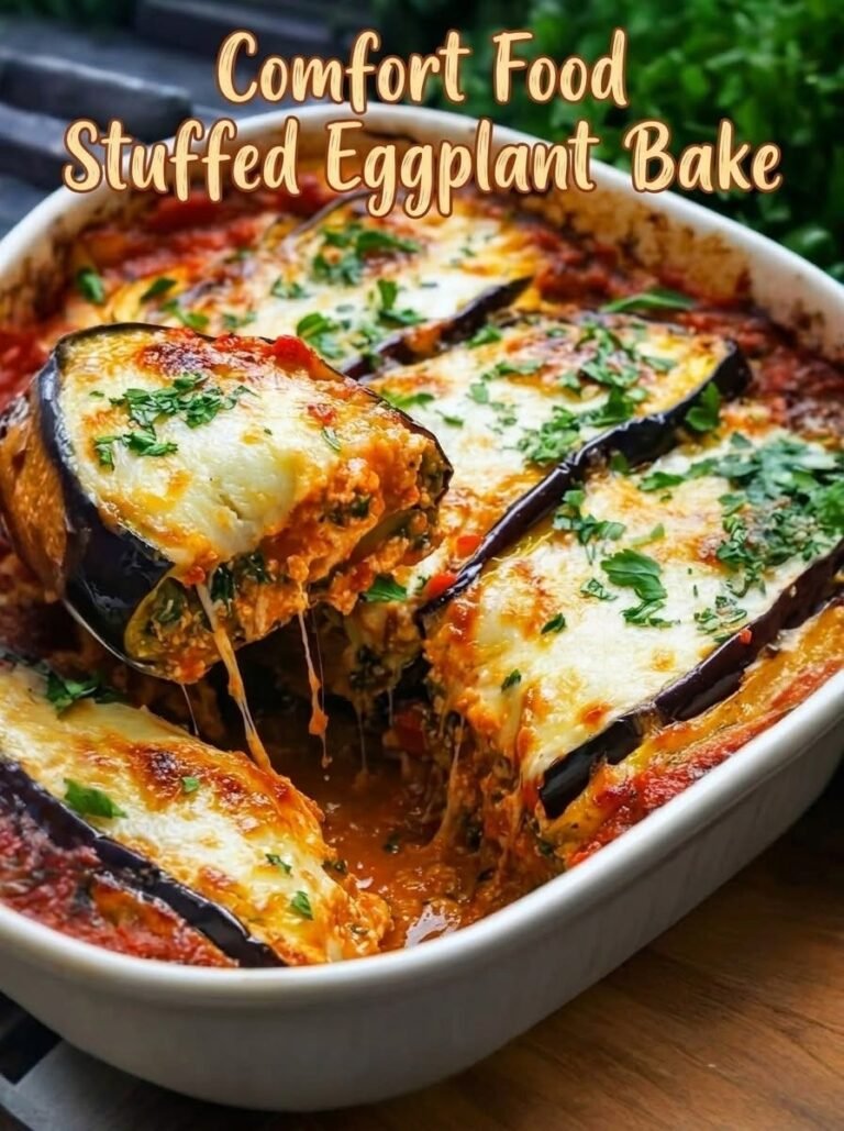 Cheesy Stuffed Eggplant Bake
