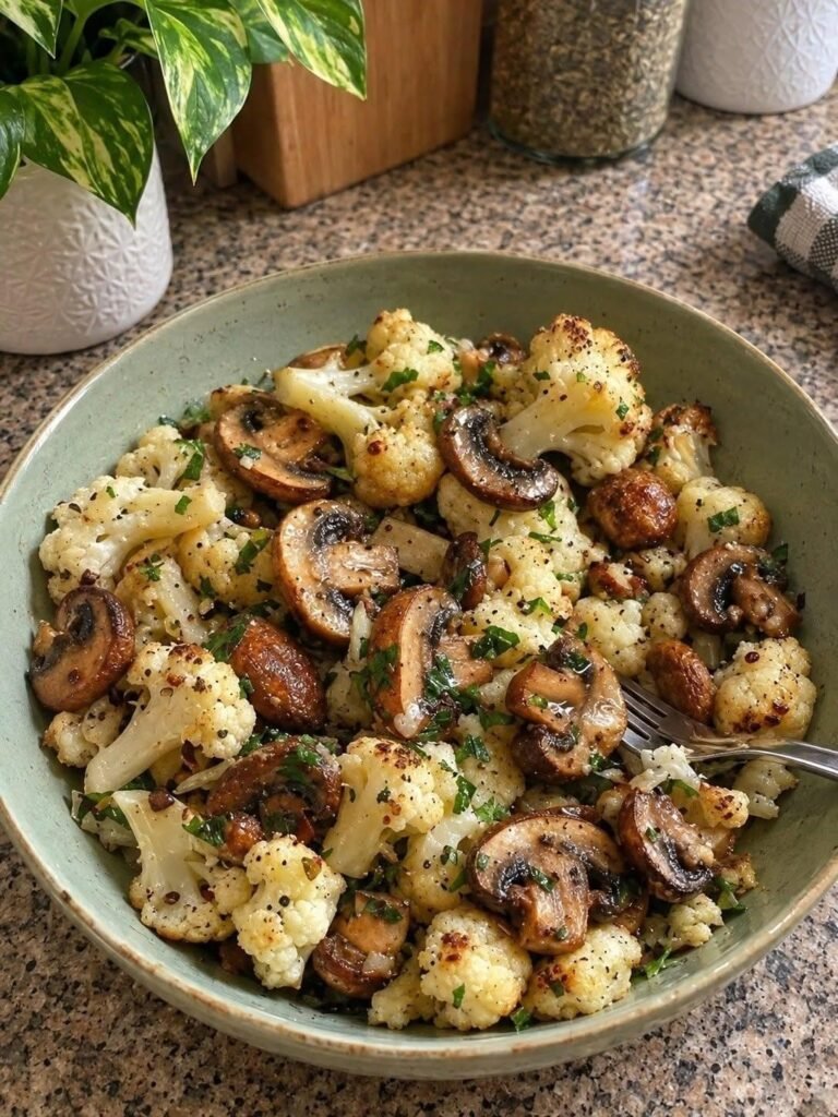 Garlic Mushrooms Cauliflower Skillet