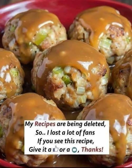 Stuffing Meatballs with Homemade Gravy