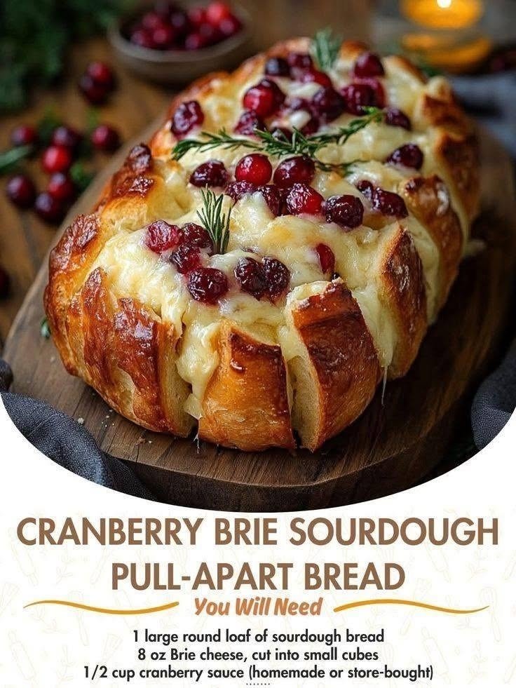 Cranberry Brie Sourdough Pull-Apart Bread