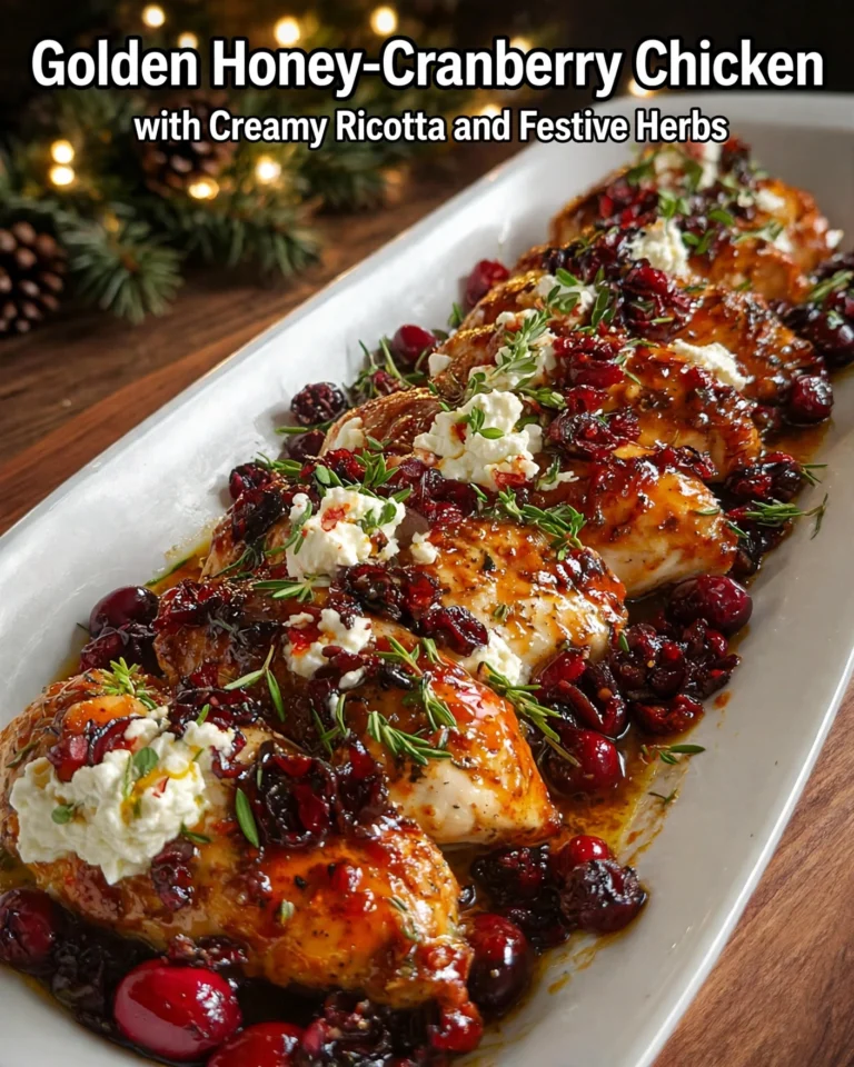 Golden Honey-Cranberry Chicken with Creamy Ricotta and Festive Herbs